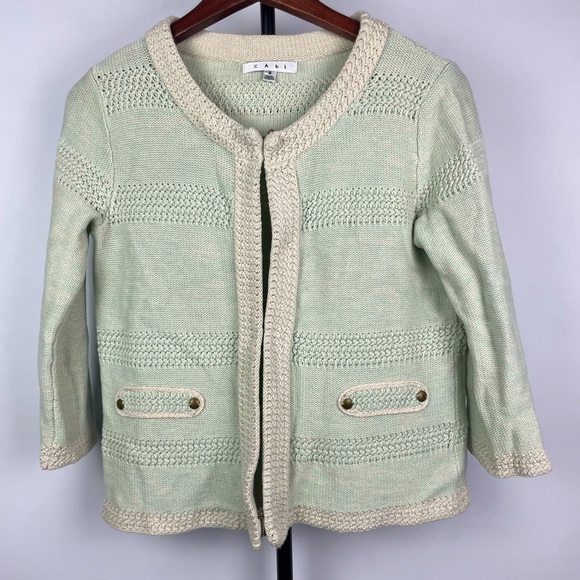 CAbi Sweaters - Cabi 203 Mint Green Society Crocheted Retro‎ Cardigan Sweater